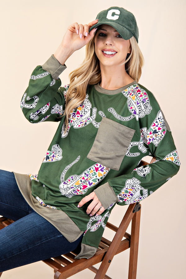 Celeste Full Size Animal Print Contrast Round Neck T-Shirt - Teresa's Fashionista LLC