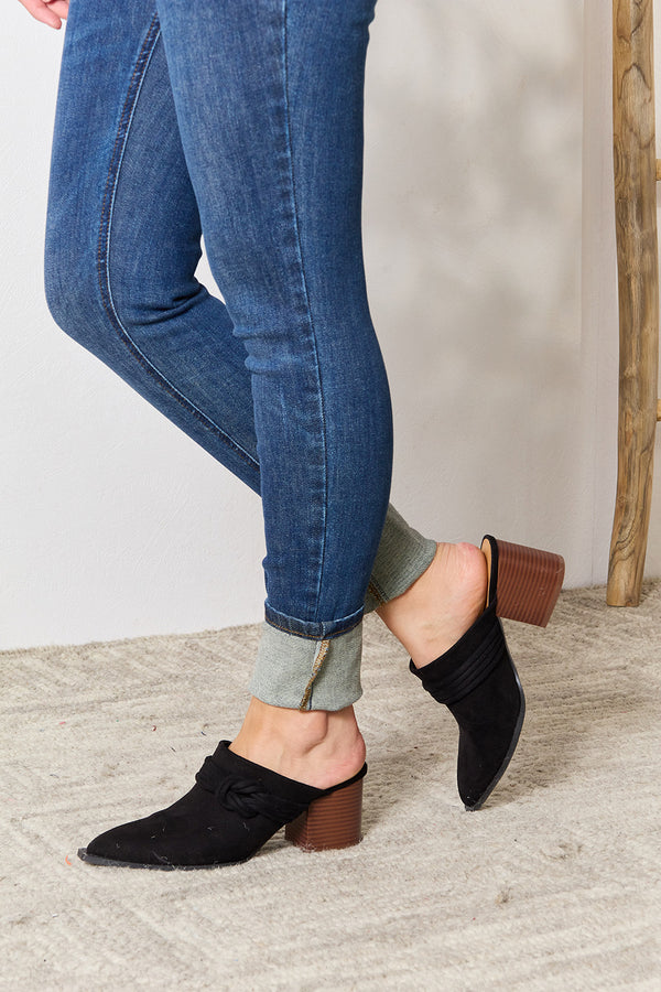 East Lion Corp Pointed-Toe Braided Trim Mules-Teresa's Fashionista LLC