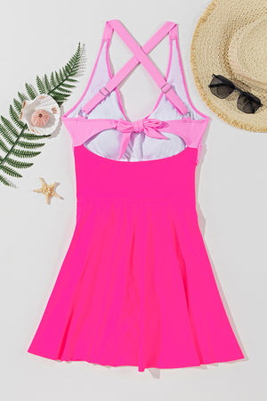 Crisscross V-Neck One-Piece Swimwear-Teresa's Fashionista LLC