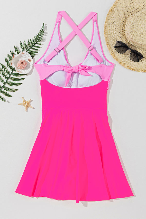 Crisscross V-Neck One-Piece Swimwear-Teresa's Fashionista LLC