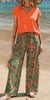 Women's Solid V-Neck Short Sleeve Top And Botanical Print Pants - Teresa's Fashionista LLC