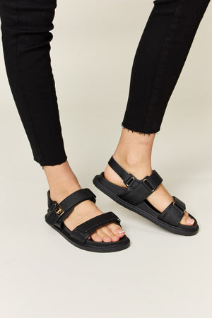 WILD DIVA Velcro Double Strap Slingback Sandals-Teresa's Fashionista LLC