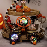Halloween LED Lighted Wooden Hanging Decorative Ornaments Set