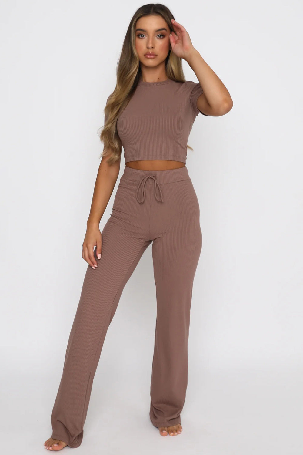 Round Neck Short Sleeve Top and Pants Set-Teresa's Fashionista LLC