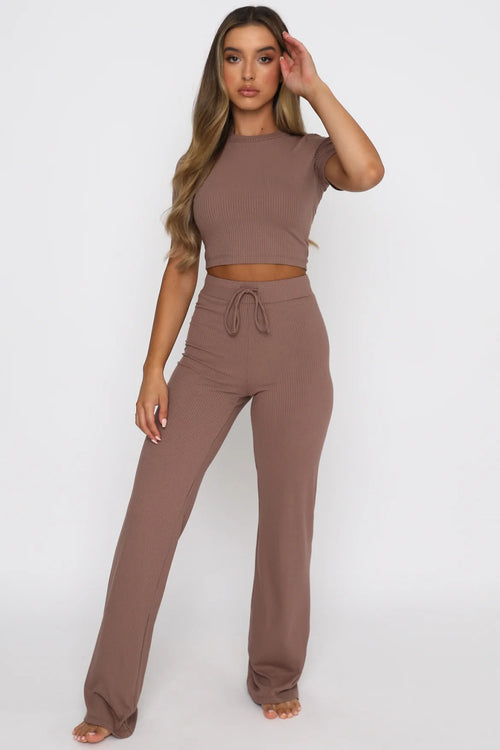 Round Neck Short Sleeve Top and Pants Set-Teresa's Fashionista LLC