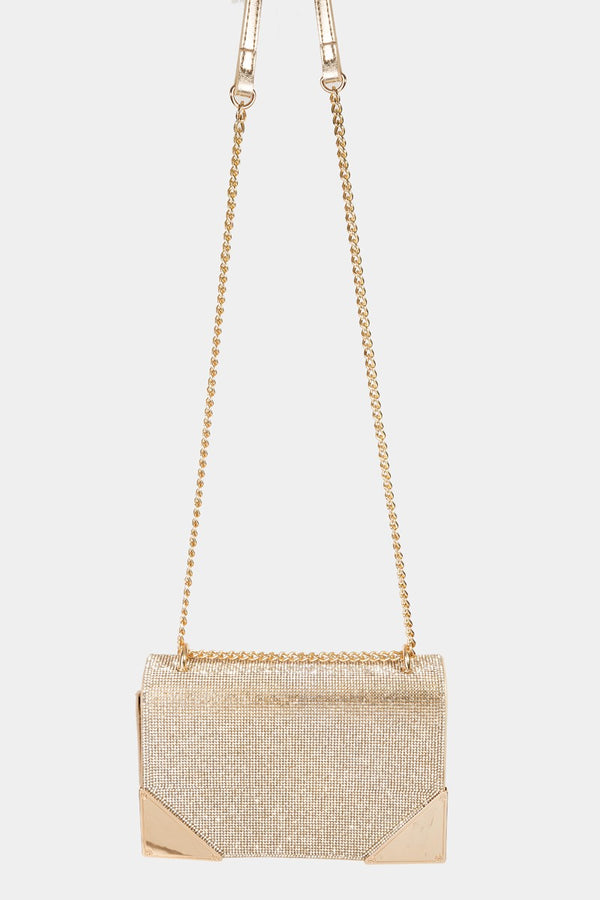 Fame Rhinestone Studded Rectangle Crossbody Bag-Teresa's Fashionista LLC