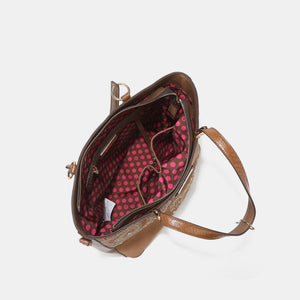 Nicole Lee USA Metallic Stitching Embroidery Inlaid Rhinestone Tote Bag-Teresa's Fashionista LLC
