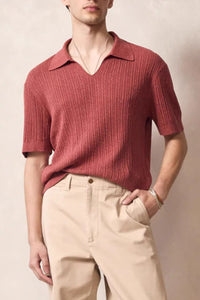 Men's Plus Size Johnny Collar Half Sleeve Knit Polo
