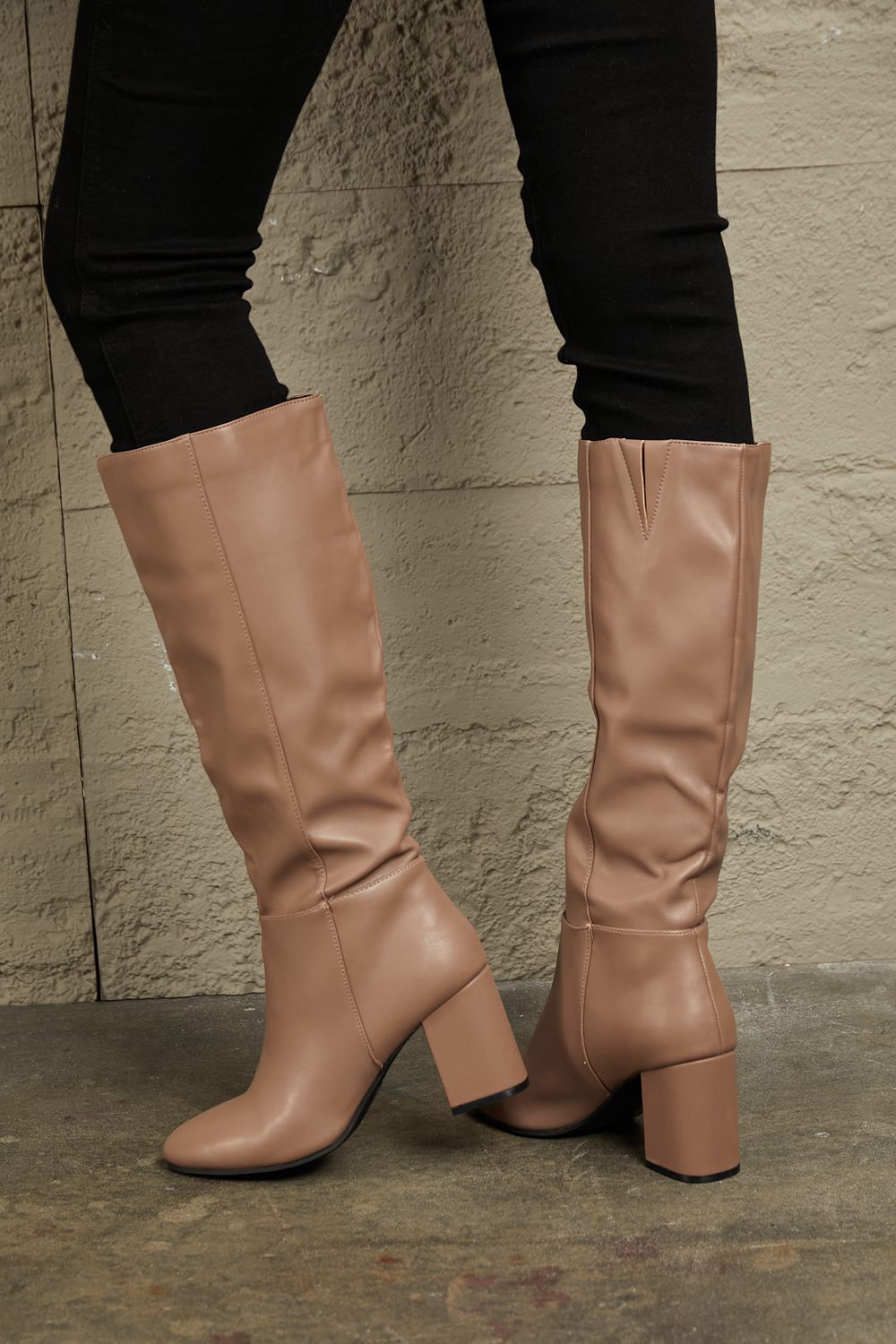 East Lion Corp Block Heel Knee High Boots-Teresa&#39;s Fashionista LLC