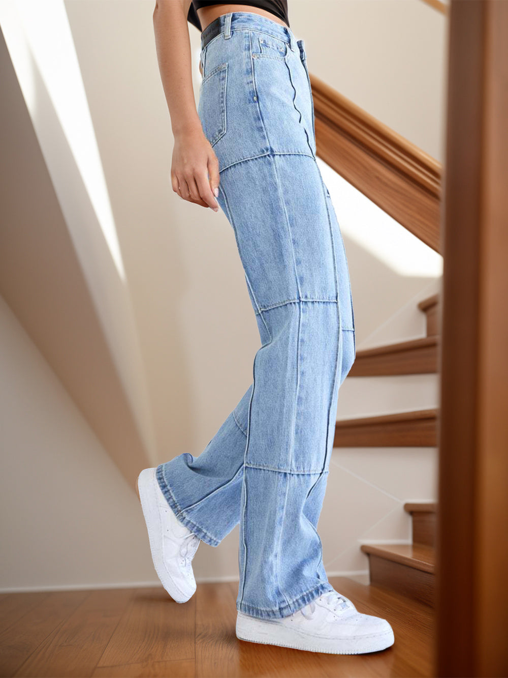 High Waist Straight Jeans with Pockets-Teresa's Fashionista LLC