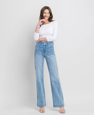 90'S VINTAGE SUPER HIGH RISE FLARE JEANS F5655
