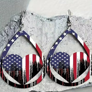 US Flag Pattern Wooden Earrings-Teresa's Fashionista LLC