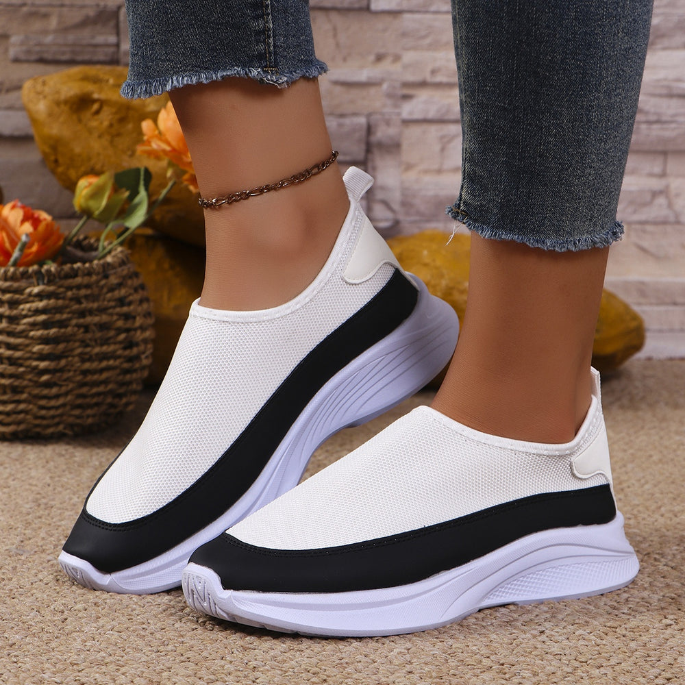 Mesh Contrast Flat Slip-Ons-Teresa's Fashionista LLC