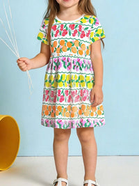 Children's Fruit Print Tiered Dress