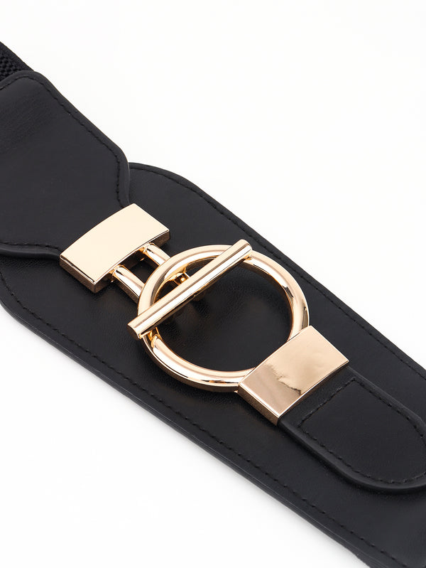 PU Elastic Wide Belt with Alloy Buckle-Teresa's Fashionista LLC