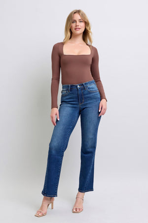 Judy Blue Full Size Side Seam Detail Straight Jeans with Pockets - Teresa's Fashionista LLC