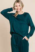 Super Lady Round Neck Raglan Sleeve Top and Drawstring Pants Lounge Set - Teresa's Fashionista LLC