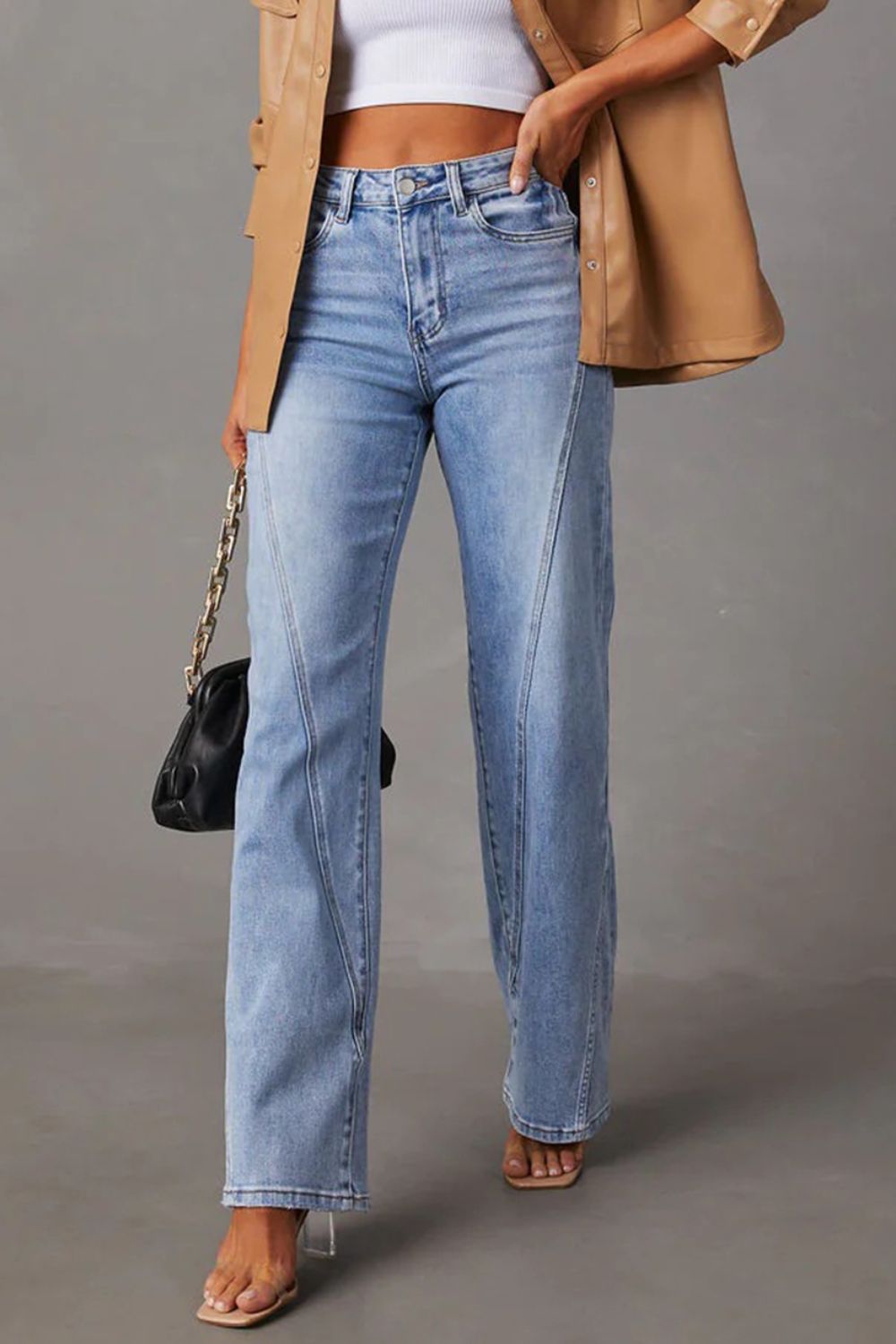 High Waist Straight Jeans with Pockets - Teresa's Fashionista LLC