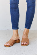 Weeboo Step Into Summer Criss Cross Wooden Clog Mule in Brown-Teresa's Fashionista LLC
