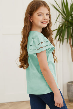 Round Neck Flutter Sleeve T-Shirt-Teresa's Fashionista LLC