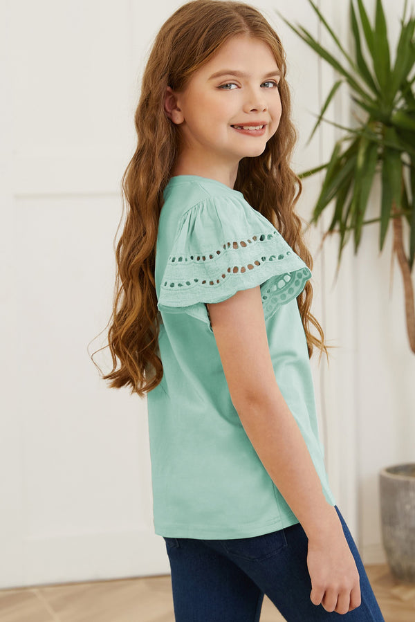 Round Neck Flutter Sleeve T-Shirt-Teresa's Fashionista LLC