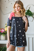 Heimish Full Size Star Print Asymmetrical Neck Short Sleeve Top-Teresa's Fashionista LLC
