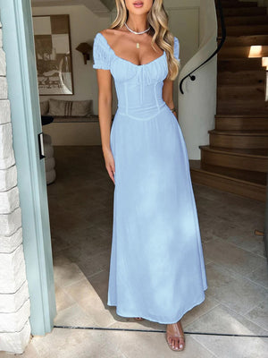 Devine Sweetheart Neck Short Sleeve Maxi Dress - Teresa's Fashionista LLC