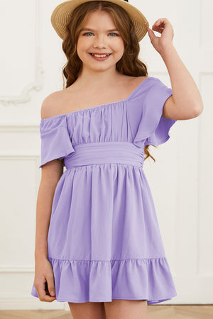 Ruffle Hem Tie-Back Flutter Sleeve Dress-Teresa's Fashionista LLC