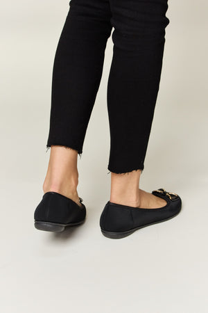 Forever Link Metal Buckle Flat Loafers-Teresa's Fashionista LLC