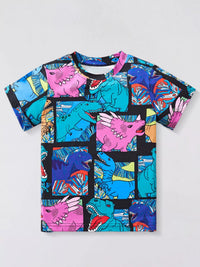 Children's Dinosaur Print Round Neck T-Shirt