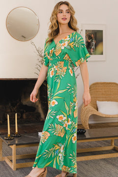 ODDI Full Size Floral Smocked Tied Back Maxi Dress-Teresa's Fashionista LLC