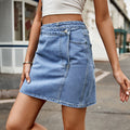 Asymmetrical Denim Mini Skirt-Teresa's Fashionista LLC