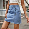 Asymmetrical Denim Mini Skirt-Teresa's Fashionista LLC
