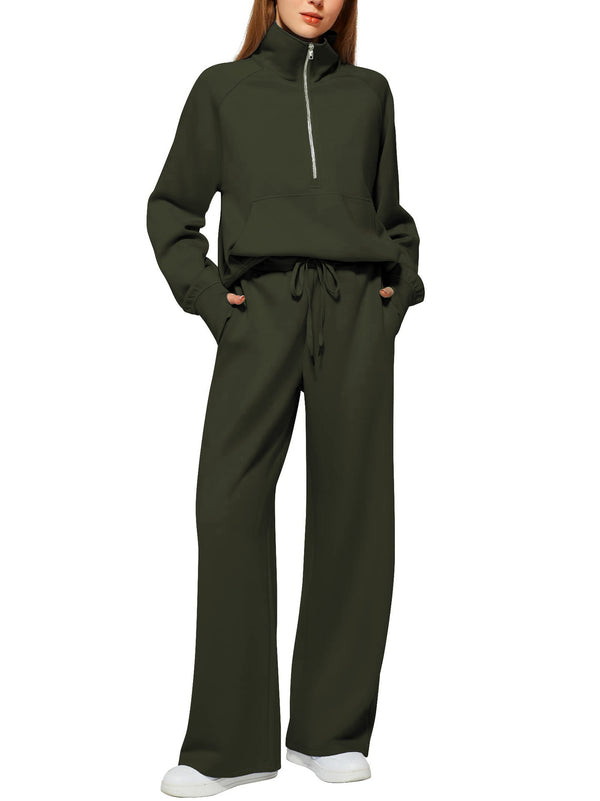 Solid Color Long-sleeved Sweater Trousers Suit Women's Suit - Teresa's Fashionista LLC