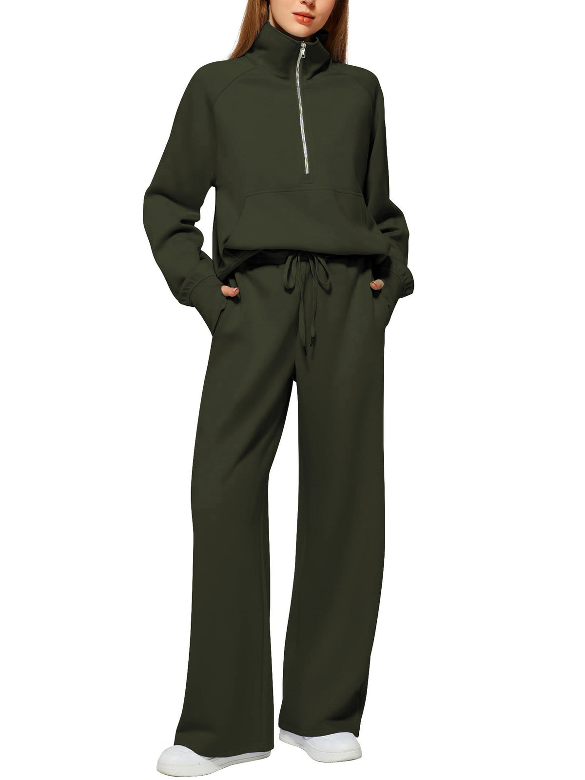 Solid Color Long-sleeved Sweater Trousers Suit Women's Suit - Teresa's Fashionista LLC