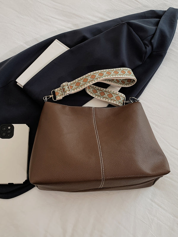 PU Leather Geometric Pattern Strap Shoulder Bag-Teresa's Fashionista LLC