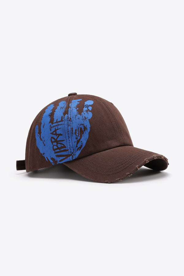 VIBRA Graphic Distressed Adjustable Baseball Cap-Teresa's Fashionista LLC