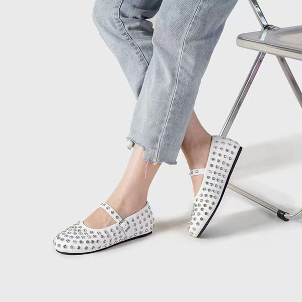 PU Leather Studded Flat Loafers-Teresa's Fashionista LLC