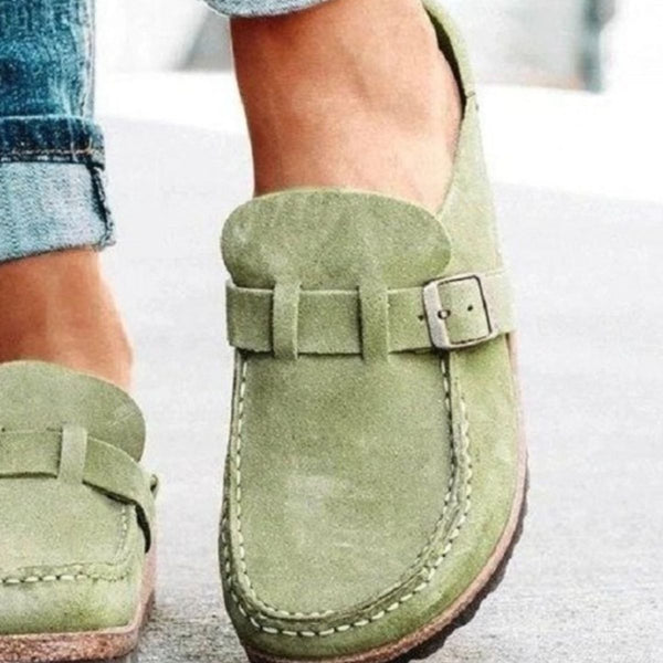 Round Toe Low Heel Buckle Loafers-Teresa's Fashionista LLC
