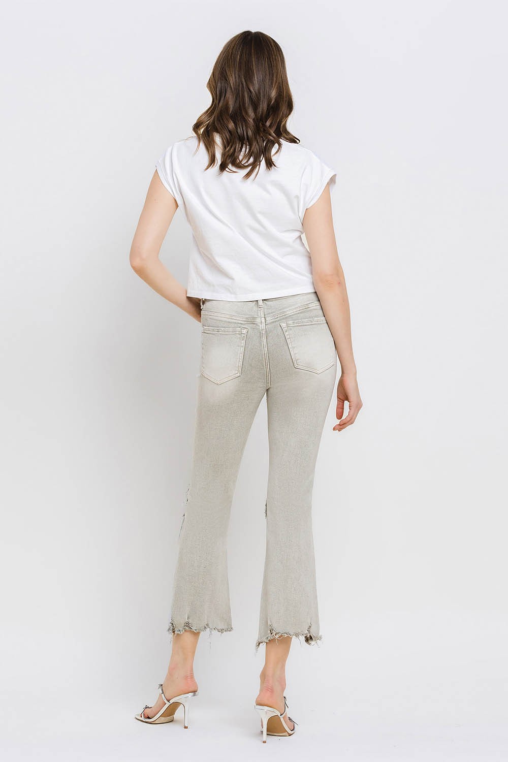 Lovervet Distressed Raw Hem Cropped Flare Jeans - Teresa's Fashionista LLC