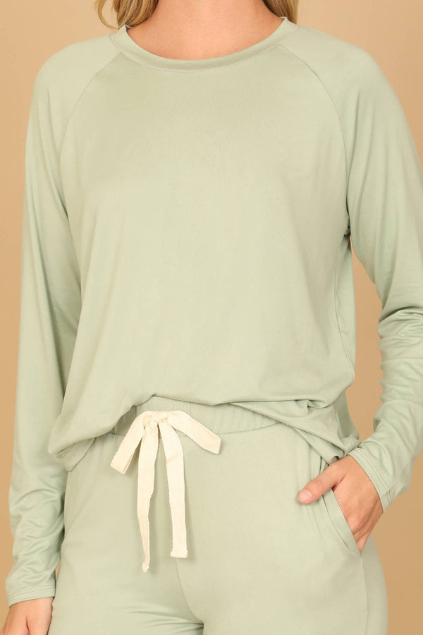 YMP40001V-SOLID LONG SLEEVE TOP AND JOGGERS SET
