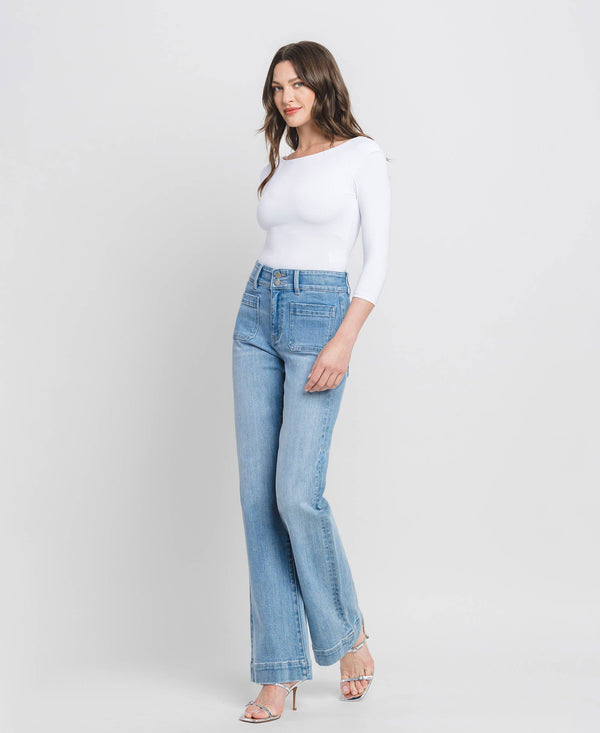 90'S VINTAGE SUPER HIGH RISE FLARE JEANS F5655