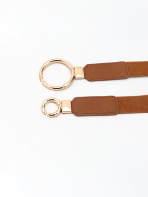 Double Ring Buckle Elastic PU Belt-Teresa's Fashionista LLC