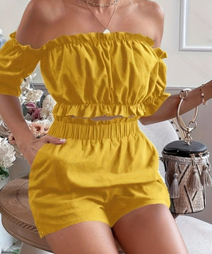 Two Pieces Of Short Sleeve Shorts For Women - Teresa's Fashionista LLC
