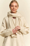 Davi & Dani V-Neck Dropped Shoulder Sweater with Scarf - Teresa's Fashionista LLC