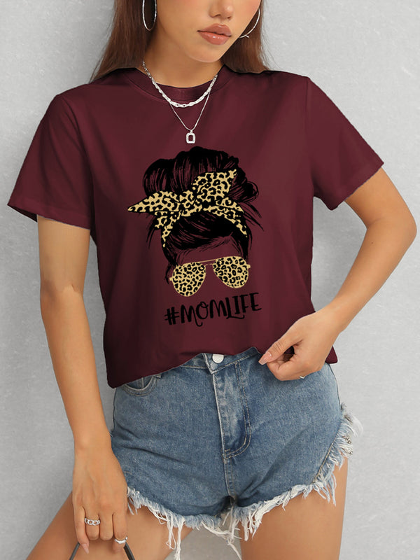 MOMLIFE Round Neck Short Sleeve T-Shirt-Teresa's Fashionista LLC