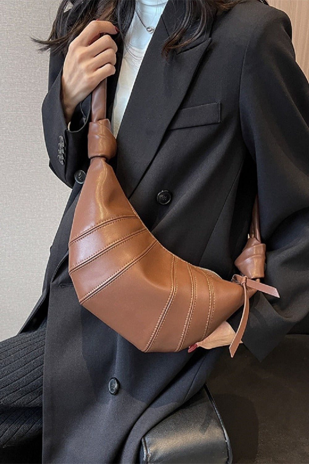Zenana Vegan Leather Croissant Crossbody Bag-Teresa&#39;s Fashionista LLC