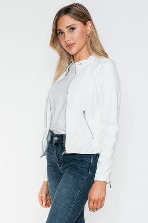 Snobbish PU Leather Zip Up Jacket with Pockets - Teresa's Fashionista LLC