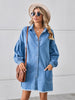 Button Up Pocketed Raw Hem Denim Dress-Teresa's Fashionista LLC