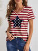 Striped V-Neck Short Sleeve T-Shirt-Teresa's Fashionista LLC